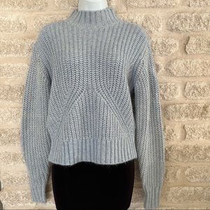 Splendid sweater blue cable knit mock neck L baby blue